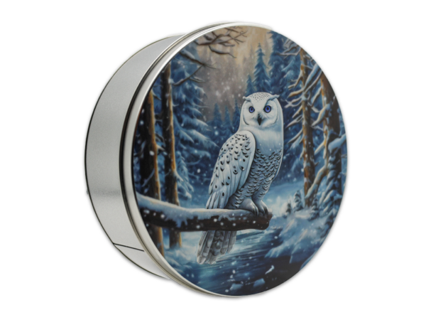 Snow Owl 24 ct tin wooded snow scene